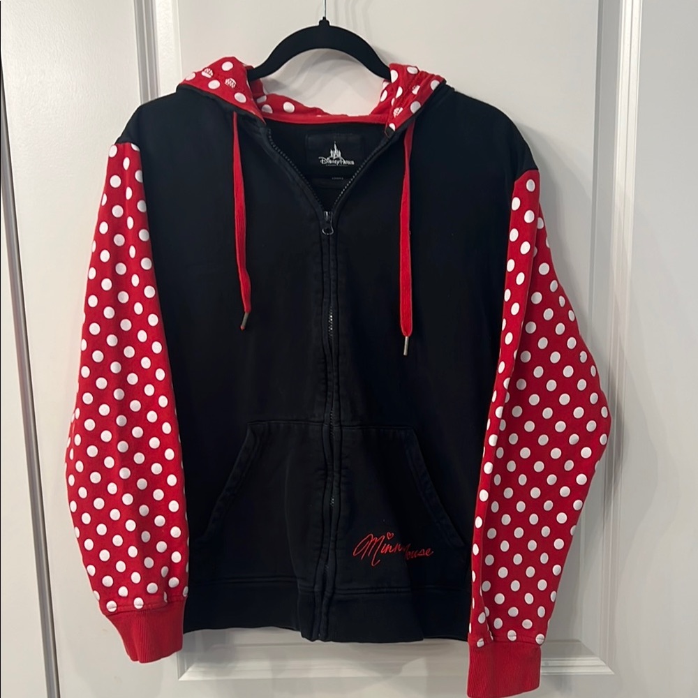 Disney Minnie Mouse Polka Dot zip up hoodie - Black and Red